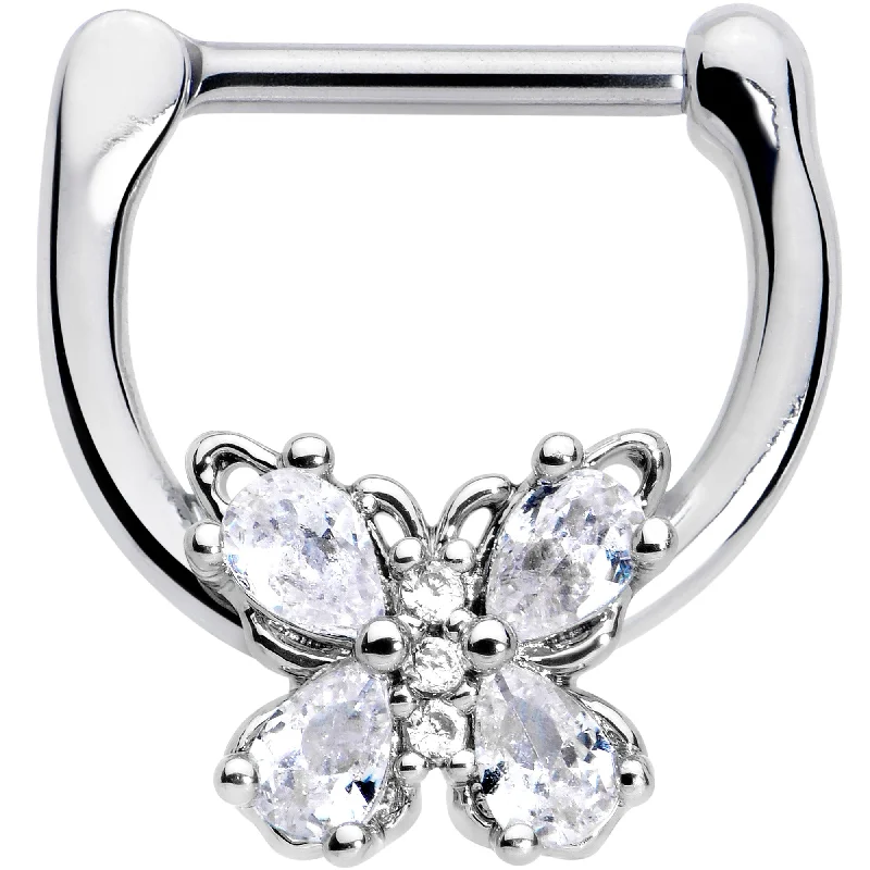 Women's Earrings – Elegant Designs for Every Personality--16 Gauge 5/16 Clear Gem Baroque Beauty Butterfly Cartilage Clicker Women's Earrings – Elegant Designs for Every Personality--16 Gauge 5/16 Clear Gem Baroque Beauty Butterfly Cartilage Clicker