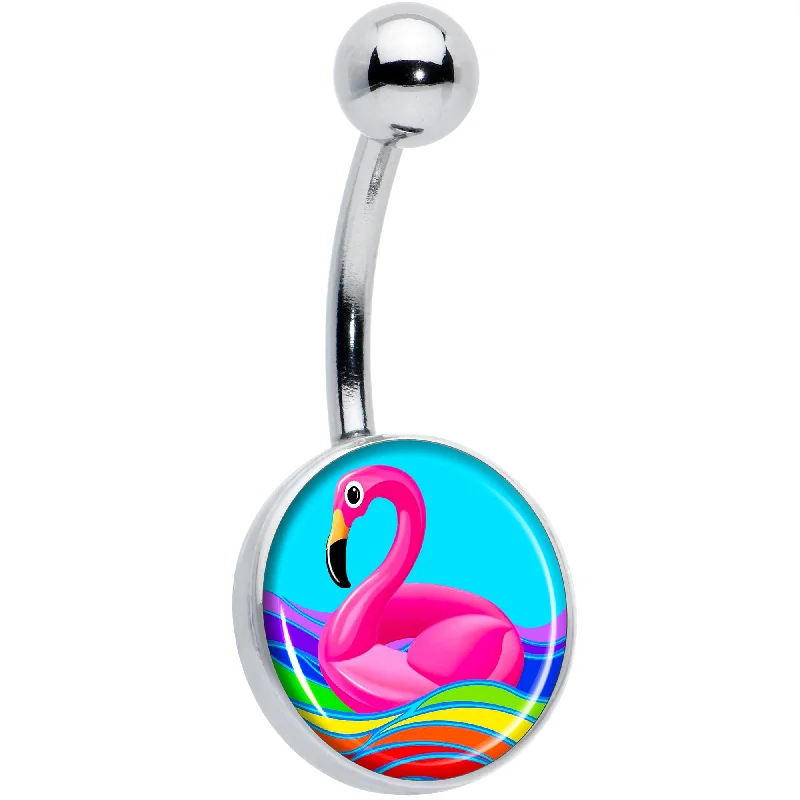 Beautiful Belly Rings with Unique Touch -Rainbow Sea Floating Flamingo Belly Ring