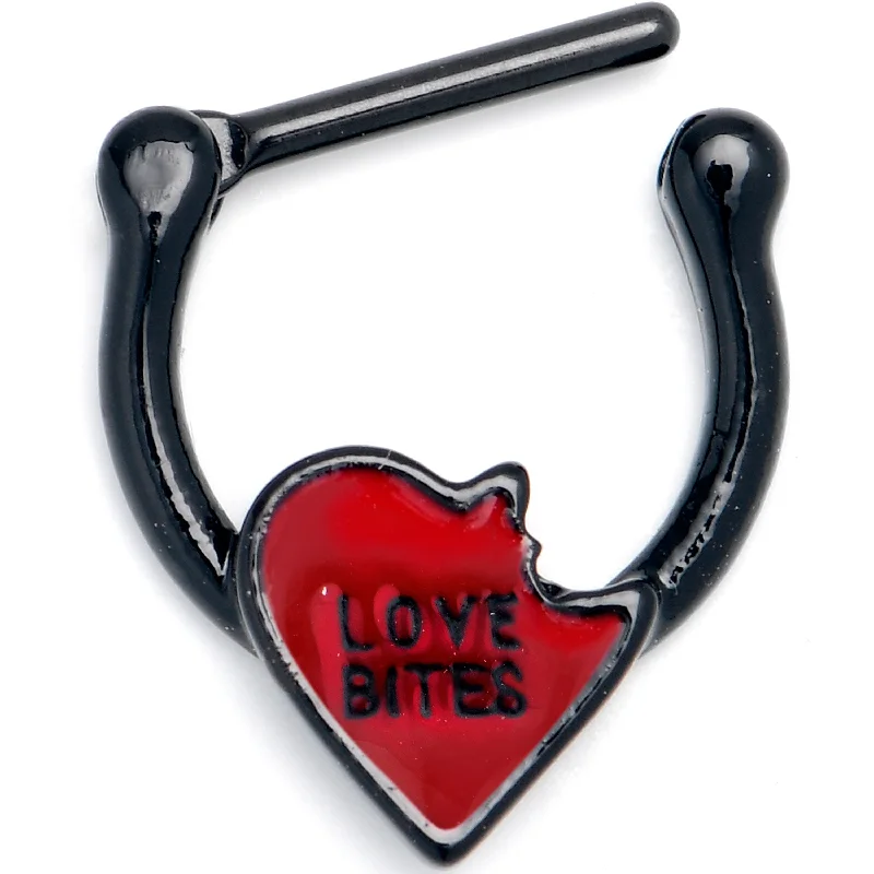 Nose Rings for Beach Look -16 Gauge 5/16 Black Love Bites Heart Valentine Cartilage Clicker Nose Rings for Beach Look -16 Gauge 5/16 Black Love Bites Heart Valentine Cartilage Clicker