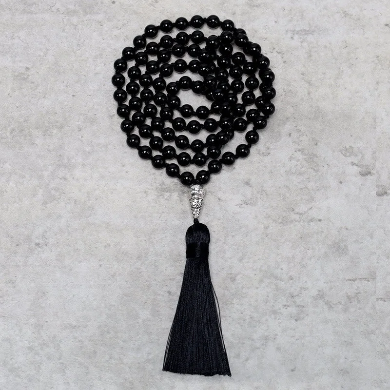 Minimalist Beaded Bracelets for Men-Buddha Stones 108 Mala Black Onyx Beads Yoga Meditation Prayer Beads Necklace Minimalist Beaded Bracelets for Men-Buddha Stones 108 Mala Black Onyx Beads Yoga Meditation Prayer Beads Necklace