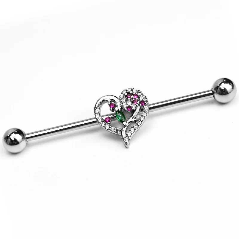 Women's Earrings – Elegant Designs for Every Personality--14 Gauge Emerald Passion Gem Heart Industrial Barbell 38mm Women's Earrings – Elegant Designs for Every Personality--14 Gauge Emerald Passion Gem Heart Industrial Barbell 38mm