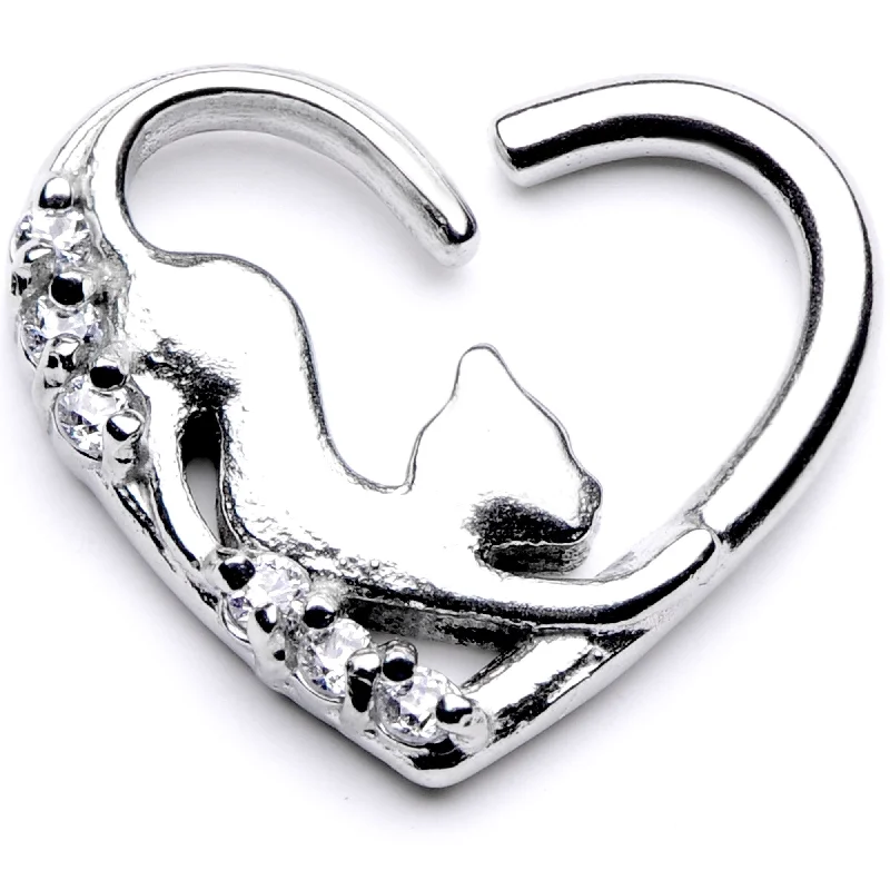 Women's Earrings – Elegant Designs for Every Personality--16 Gauge 3/8 Clear CZ Gem Cats Meow Right Heart Closure Ring Women's Earrings – Elegant Designs for Every Personality--16 Gauge 3/8 Clear CZ Gem Cats Meow Right Heart Closure Ring