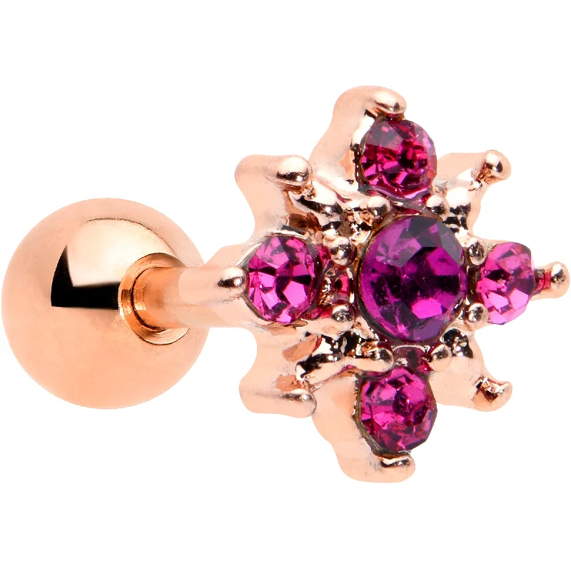 Women's Earrings – Elegant Designs for Every Personality--16 Gauge 1/4 Pink Gem Rose Gold Tone Rococo Star Cartilage Tragus Women's Earrings – Elegant Designs for Every Personality--16 Gauge 1/4 Pink Gem Rose Gold Tone Rococo Star Cartilage Tragus