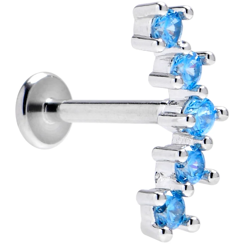 Custom Lip Rings for Personal Touch16 Gauge 5/16 Blue CZ Gem Internally Threaded Luxe Arch Labret Tragus
