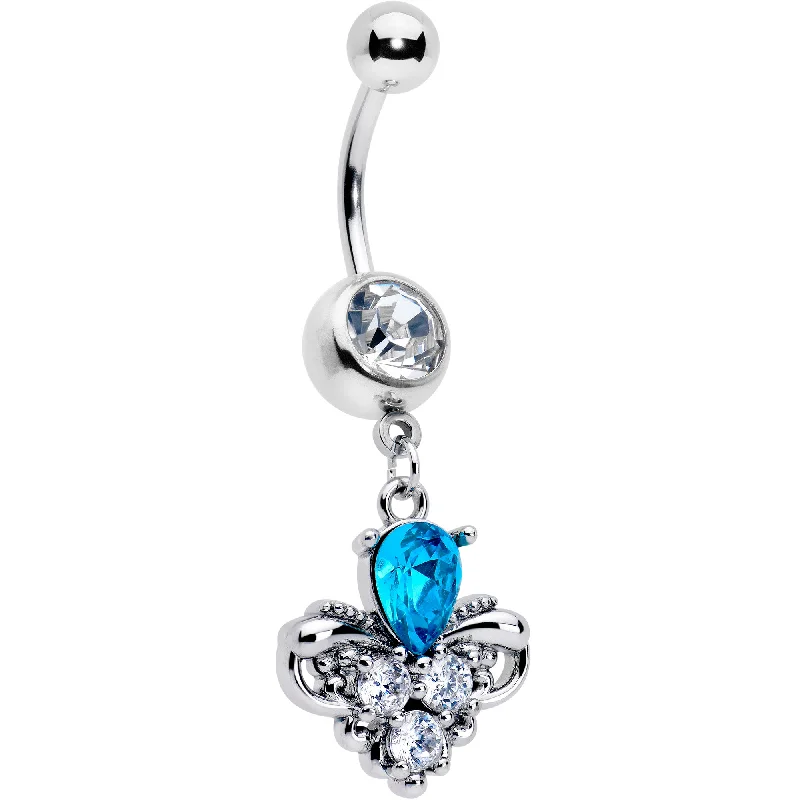 Stunning Belly Rings for Extra Style -Blue Clear Gem Style Simplicity Dangle Belly Ring Stunning Belly Rings for Extra Style -Blue Clear Gem Style Simplicity Dangle Belly Ring