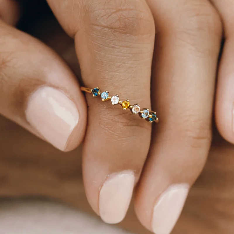 Chic Women's Rings for Fashion-Forward Looks-Multi Gemstone Ring - Helene