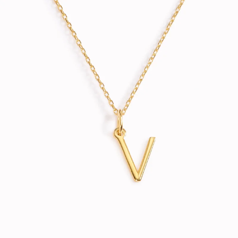 Shop Classic Women's  Necklaces & Pendants with a Modern Twist-V Necklace / Gold Initial Necklace