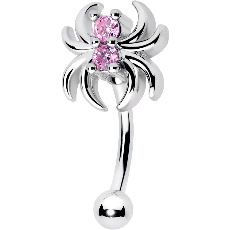 Women's Earrings – Elegant Designs for Every Personality--16 Gauge 5/16 Pink CZ Gem Sleek Spider Curved Eyebrow Ring Women's Earrings – Elegant Designs for Every Personality--16 Gauge 5/16 Pink CZ Gem Sleek Spider Curved Eyebrow Ring