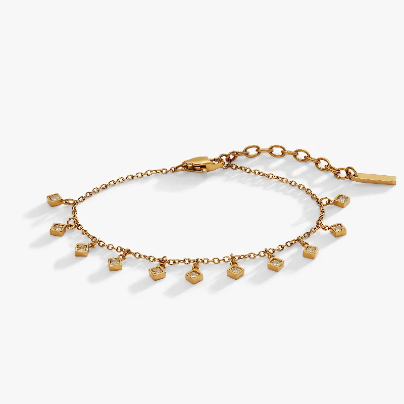 Personalized Designer Bangles for Women-Princess Cut Crystal Bracelet