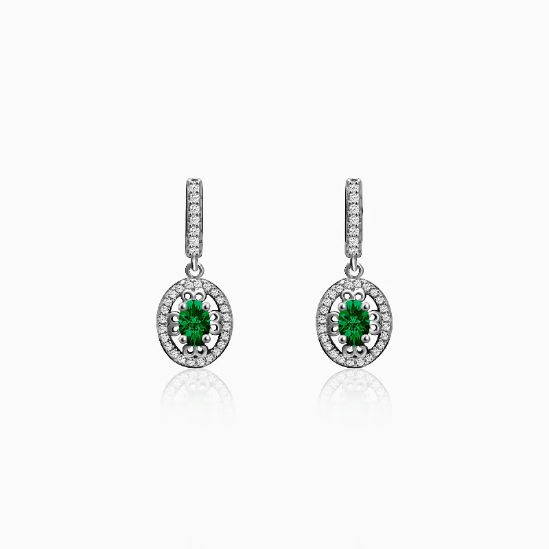 Women's Earrings – Elegant Designs for Every Personality--Silver Forest Green Drop Earrings