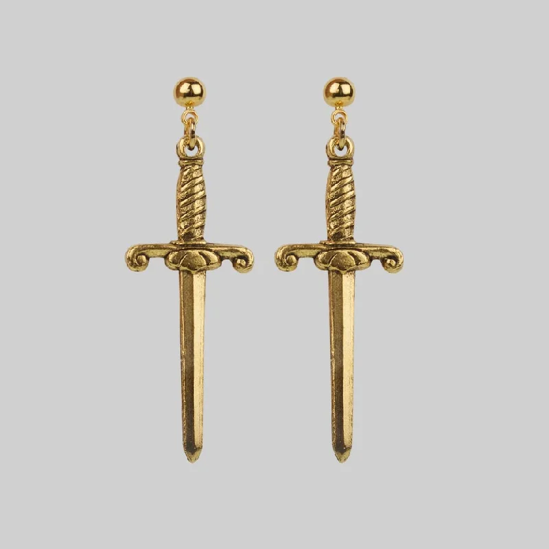 Women's Earrings – Elegant Designs for Every Personality--TRUST. Dagger Earrings - Gold