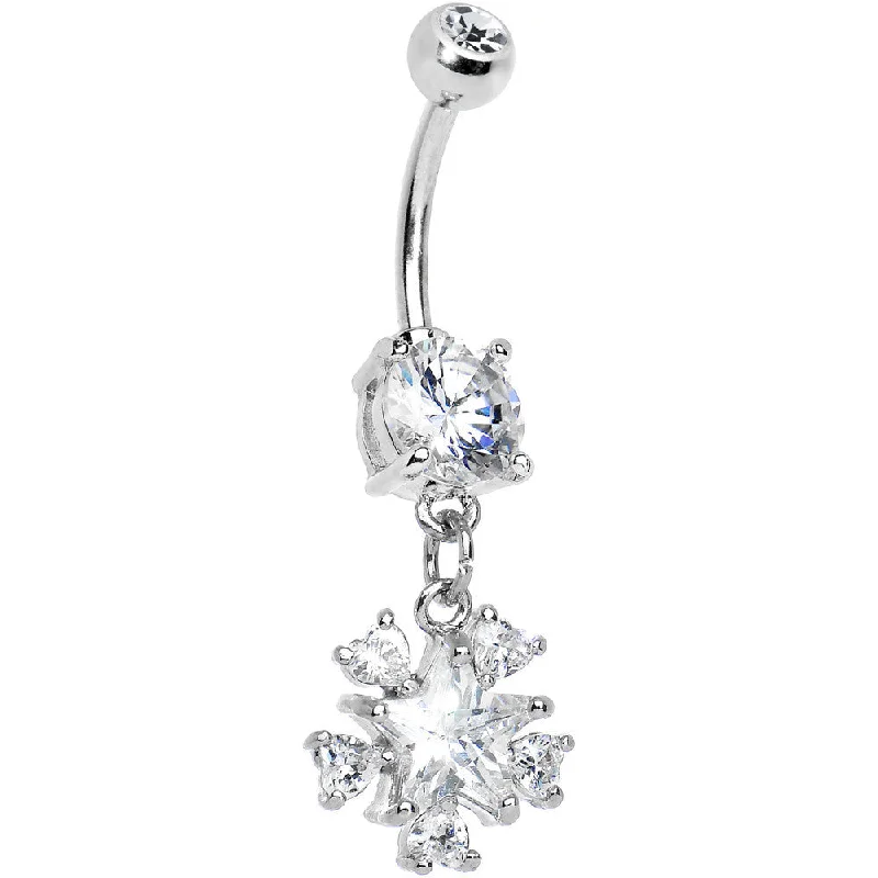 Simple Belly Rings with Elegant Accents -Clear Double Gem Sparkling Star Gazer Belly Ring Simple Belly Rings with Elegant Accents -Clear Double Gem Sparkling Star Gazer Belly Ring