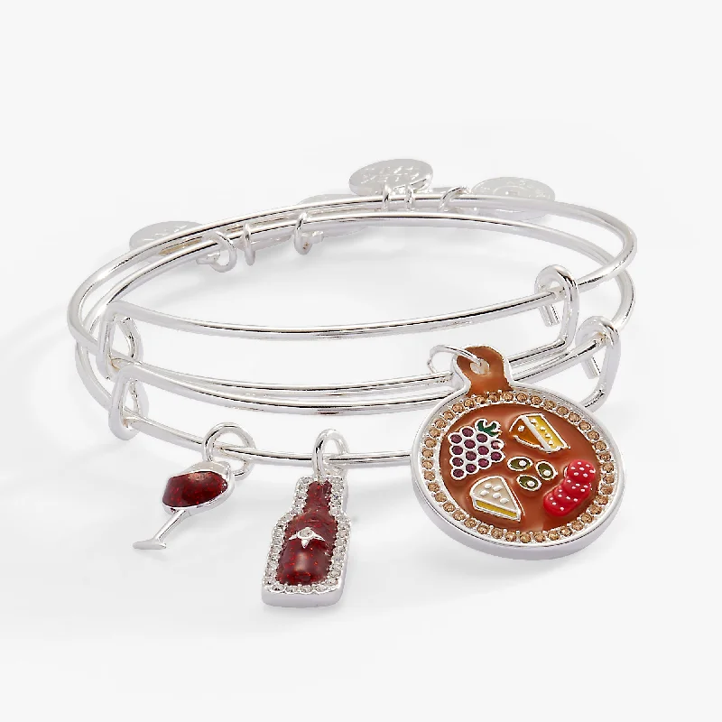Bold Cuff Bangles for Women-Wine and Cheese BFF Bangle Set of 2