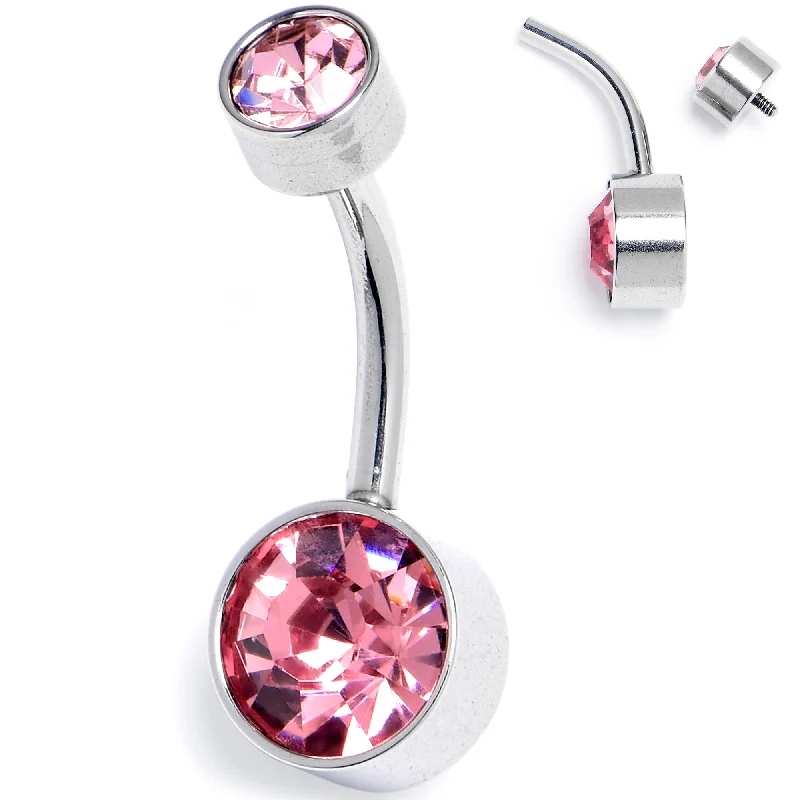 Unique Belly Rings with Glittering Stones -Pink Gem Internally Threaded Simple Belly Ring Unique Belly Rings with Glittering Stones -Pink Gem Internally Threaded Simple Belly Ring