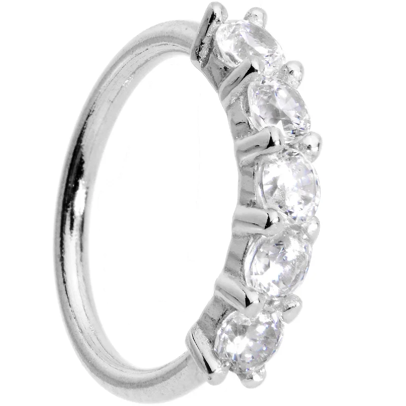 Nose Rings for Concert Look -18 Gauge 1/4 Clear CZ Gem 14kt White Gold Seamless Circular Ring Nose Rings for Concert Look -18 Gauge 1/4 Clear CZ Gem 14kt White Gold Seamless Circular Ring