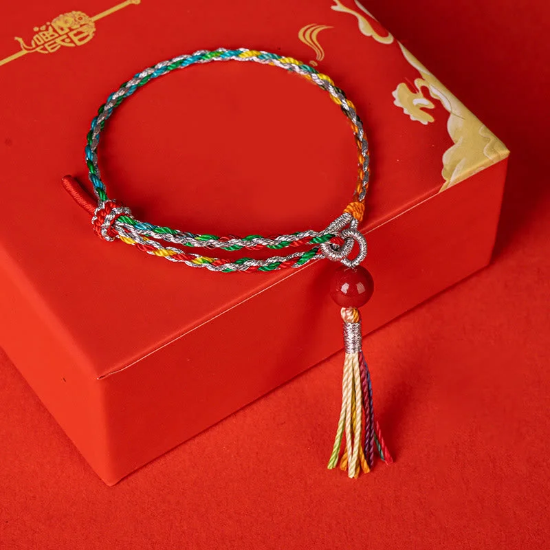 Fashionable Men's Bracelets with Simple Straps-Buddha Stones Colorful String Cinnabar Concentration Bracelet Fashionable Men's Bracelets with Simple Straps-Buddha Stones Colorful String Cinnabar Concentration Bracelet
