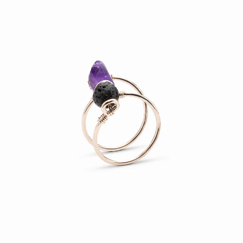 Chic Women's Rings for Fashion-Forward Looks-Amethyst Double Wrap Diffuser Ring