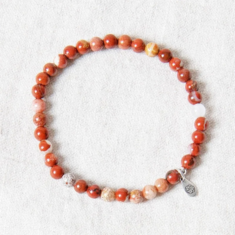 Colored Bangles for Women with Gemstone Details-Natural Red Flower Jasper Energy Bracelet Colored Bangles for Women with Gemstone Details-Natural Red Flower Jasper Energy Bracelet