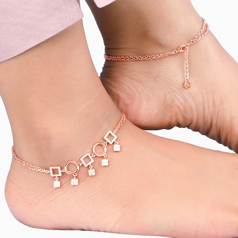 Sparkling Anklets for a Glitzy Touch-Rose Gold Geometric Anklet