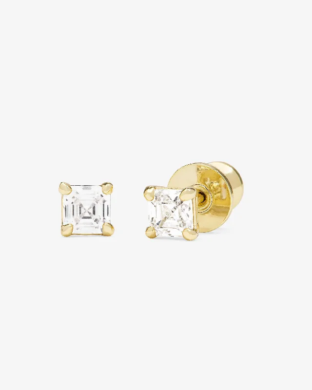 Women's Earrings – Elegant Designs for Every Personality--The Queen's 4mm Studs - Gold|White Diamondettes Women's Earrings – Elegant Designs for Every Personality--The Queen's 4mm Studs - Gold|White Diamondettes