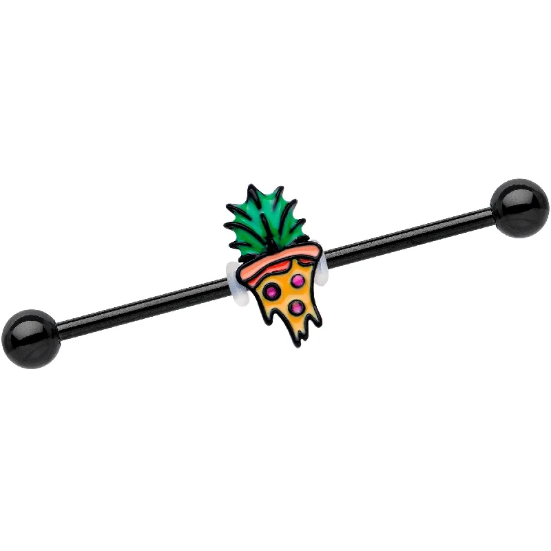 Women's Earrings – Elegant Designs for Every Personality--Black Anodized Tropical Pineapple Pizza Industrial Barbell 38mm Women's Earrings – Elegant Designs for Every Personality--Black Anodized Tropical Pineapple Pizza Industrial Barbell 38mm