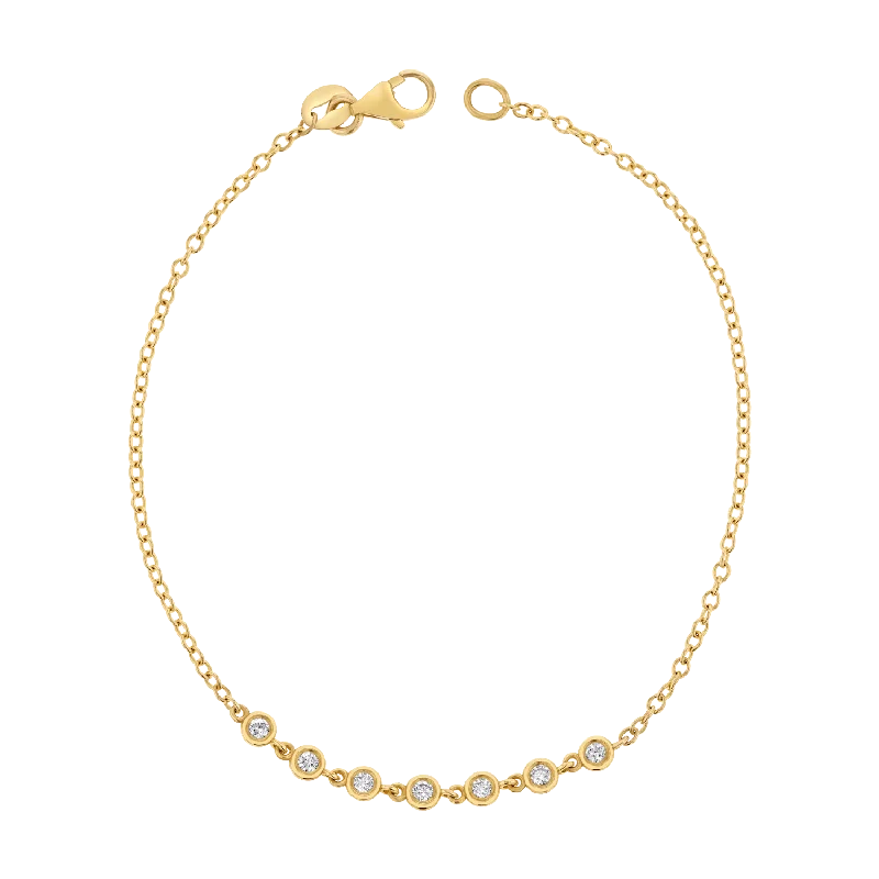 Men's Bracelets with Engraved Dates-Diamond Bezel Station Bracelet
