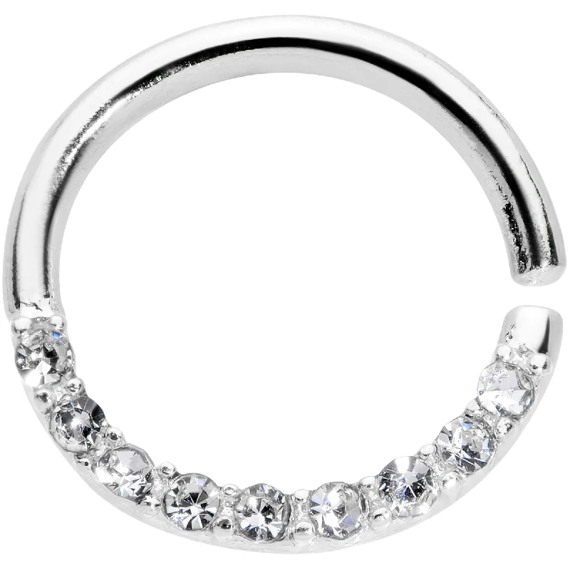 Women's Earrings – Elegant Designs for Every Personality--16 Gauge 5/16 Clear Gem Simple Elegance Seamless Circular Ring