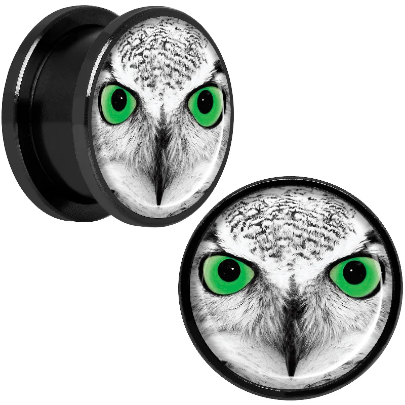 Women's Earrings – Elegant Designs for Every Personality--Black White Owl Black Anodized Screw Fit Plug Set 5/8 Women's Earrings – Elegant Designs for Every Personality--Black White Owl Black Anodized Screw Fit Plug Set 5/8
