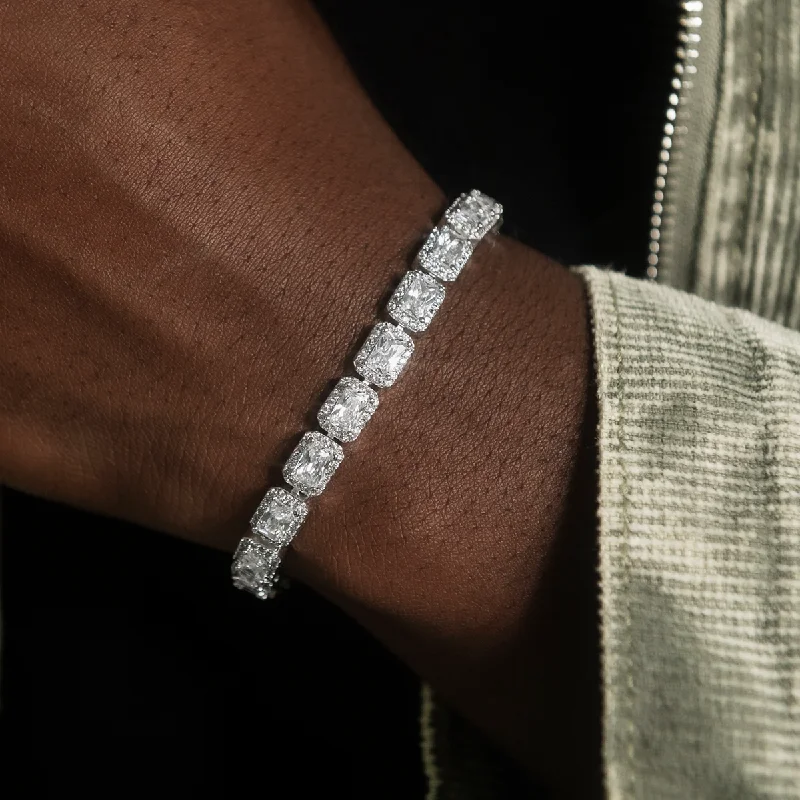 Adjustable Silicone Bracelets for Men-Diamond Cushion Cut Tennis Bracelet