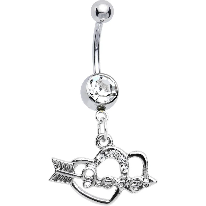 Trendy Belly Rings with Stylish Accents -Crystalline Gem Love Arrow Heart Belly Ring Trendy Belly Rings with Stylish Accents -Crystalline Gem Love Arrow Heart Belly Ring