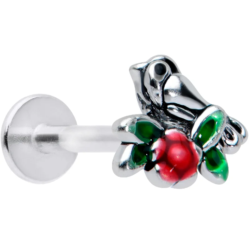 Elegant Lip Rings for Fashion Statements16 Gauge 5/16 Perching Bird Flower Labret Monroe Tragus