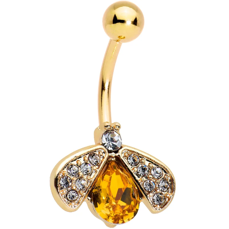 Stunning Belly Rings for Fashionistas -Clear Yellow Gem Gold Tone Fashion Bug Insect Belly Ring Stunning Belly Rings for Fashionistas -Clear Yellow Gem Gold Tone Fashion Bug Insect Belly Ring