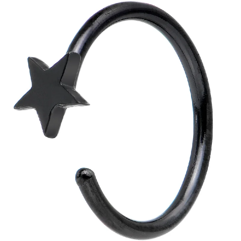 Chic Nose Rings for Fashionistas -20 Gauge 5/16 Black IP Stainless Steel Evening Star Nose Hoop Chic Nose Rings for Fashionistas -20 Gauge 5/16 Black IP Stainless Steel Evening Star Nose Hoop