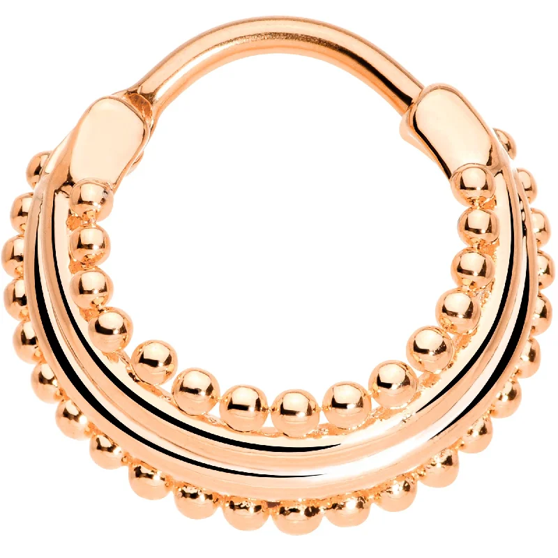 Nose Rings with Flower Motif -16 Gauge 3/8 Rose Gold Tone Delicate Dots Hinged Septum Ring Nose Rings with Flower Motif -16 Gauge 3/8 Rose Gold Tone Delicate Dots Hinged Septum Ring