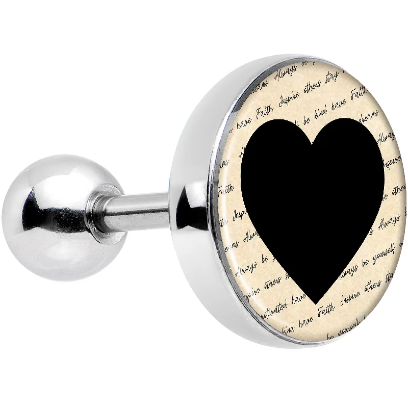 Women's Earrings – Elegant Designs for Every Personality--Love Letter Black Heart Tragus Cartilage Earring