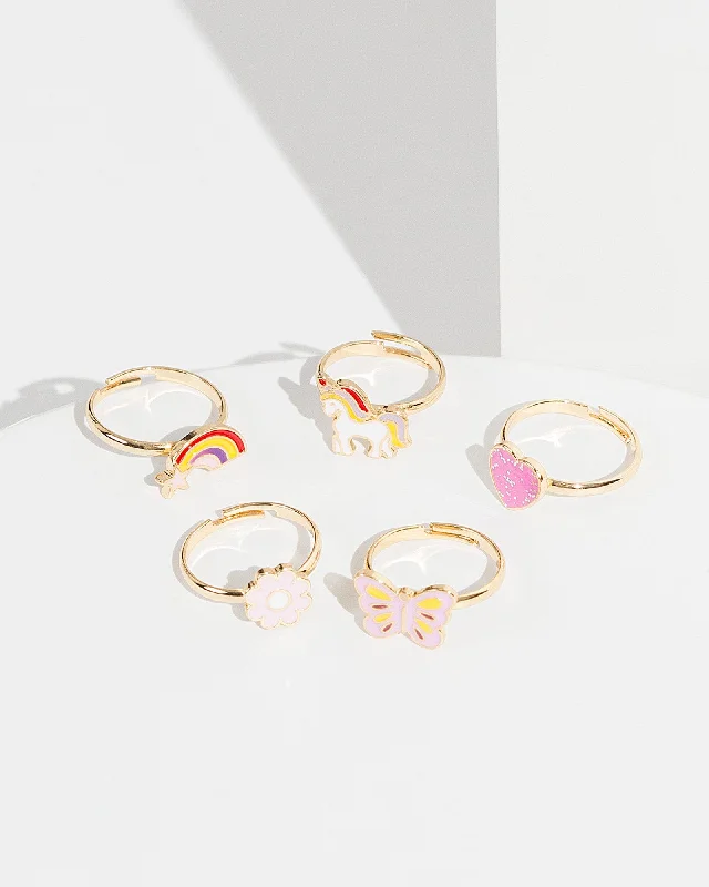Chic Women's Rings for Fashion-Forward Looks-Multi Colour Unicorn Ring Pack