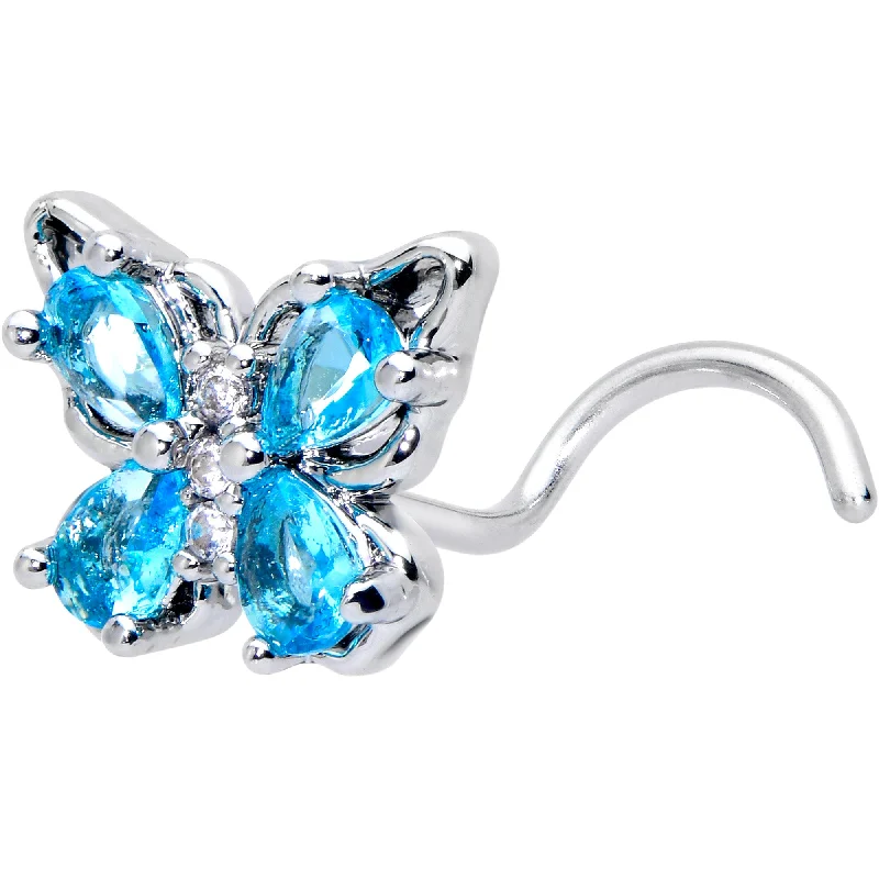 Nose Rings for Effortless Beauty -20 Gauge 7mm Blue Gem Baroque Beauty Butterfly Left Side Nose Screw Nose Rings for Effortless Beauty -20 Gauge 7mm Blue Gem Baroque Beauty Butterfly Left Side Nose Screw
