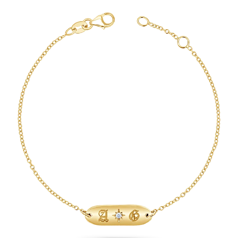 Men's Bracelets for Weddings-Oval Starset Diamond Initial Bracelet