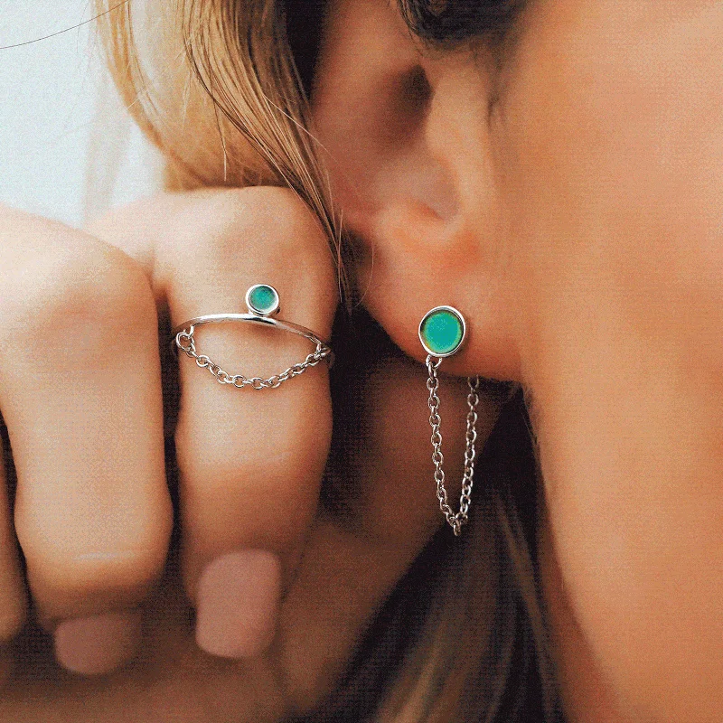 Women's Earrings – Elegant Designs for Every Personality--Mood Chain Wrap Earrings & Ring Set Women's Earrings – Elegant Designs for Every Personality--Mood Chain Wrap Earrings & Ring Set