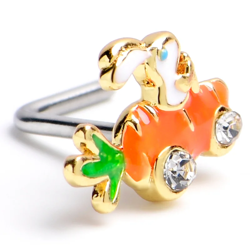 Nose Rings with Tiny Diamonds -20 Gauge 1/4 Clear Gem Rabbit Carrot Car L Shape Nose Ring Nose Rings with Tiny Diamonds -20 Gauge 1/4 Clear Gem Rabbit Carrot Car L Shape Nose Ring