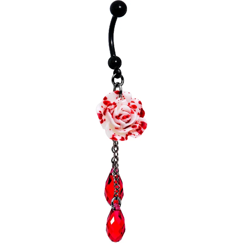Belly Rings for Creative Fashion Choices -Handcrafted Blood Rose Flower Belly Ring Created with Crystals Belly Rings for Creative Fashion Choices -Handcrafted Blood Rose Flower Belly Ring Created with Crystals