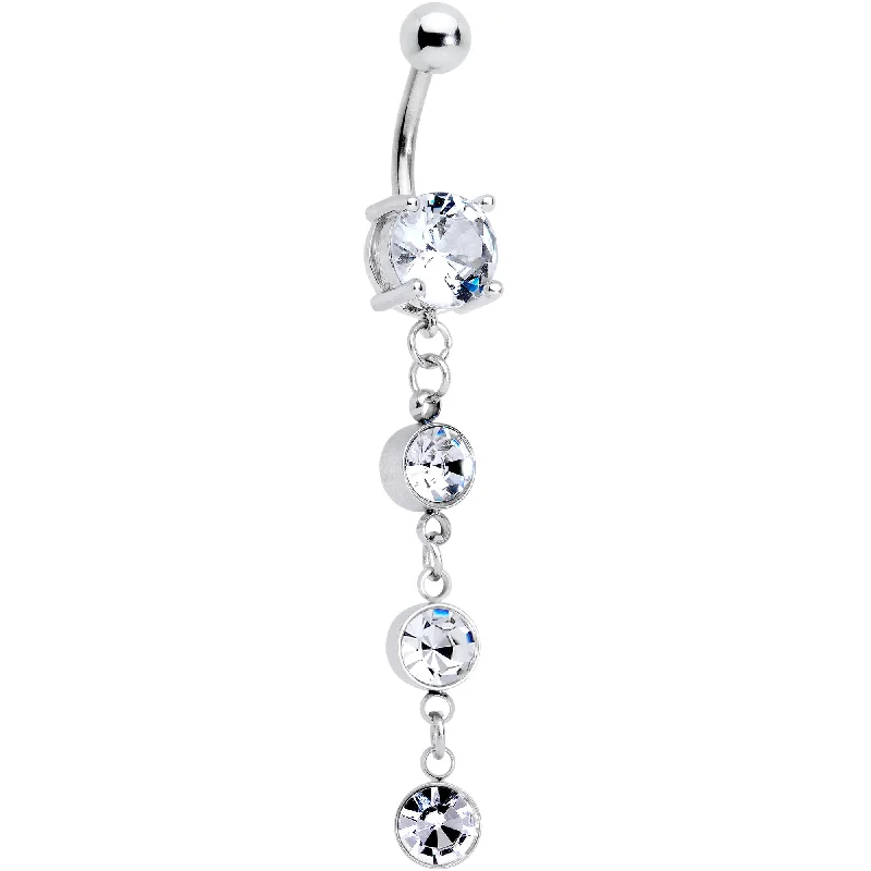 Stylish Belly Rings for Fashionistas -Clear CZ Gem Grade 23 Titanium Tiered Dangle Belly Ring Stylish Belly Rings for Fashionistas -Clear CZ Gem Grade 23 Titanium Tiered Dangle Belly Ring