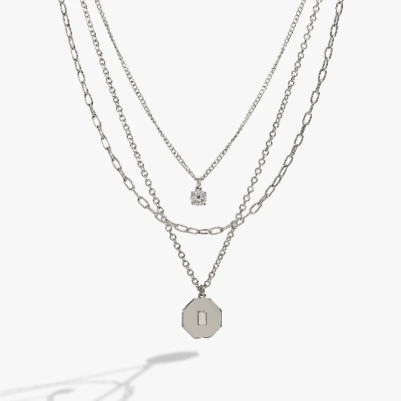 Shop Classic Women's Necklaces & Pendants with a Modern Twist-Crystal and Chain Layered Necklace Shop Classic Women's Necklaces & Pendants with a Modern Twist-Crystal and Chain Layered Necklace