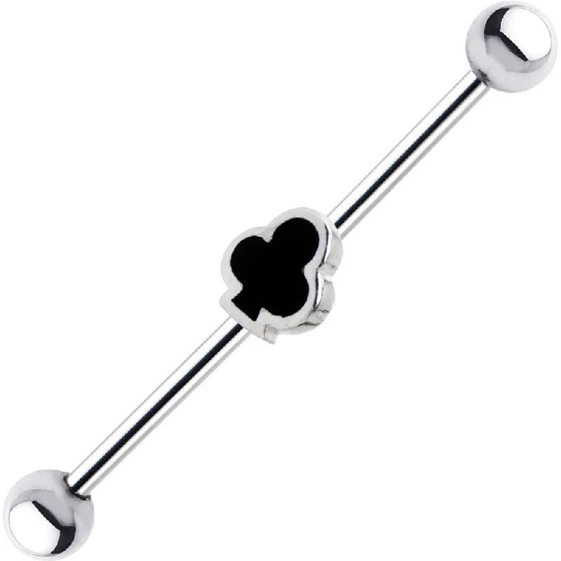 Women's Earrings – Elegant Designs for Every Personality--Surgical Steel Sterling Black Club Industrial Barbell Earring