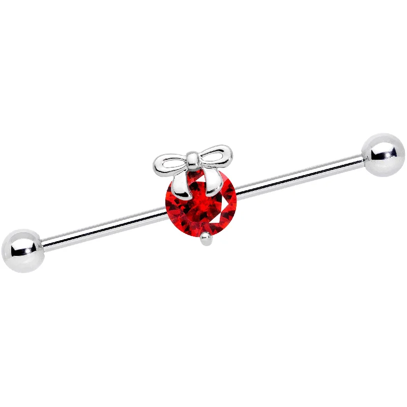 Women's Earrings – Elegant Designs for Every Personality--14 Gauge Red Gem Precious Holiday Ornament Industrial Barbell 38mm Women's Earrings – Elegant Designs for Every Personality--14 Gauge Red Gem Precious Holiday Ornament Industrial Barbell 38mm