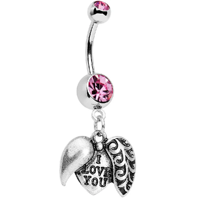 Comfortable Belly Rings with Vibrant Shine -Pink Gem Paisley Love Locket Heart Dangle Belly Ring Comfortable Belly Rings with Vibrant Shine -Pink Gem Paisley Love Locket Heart Dangle Belly Ring