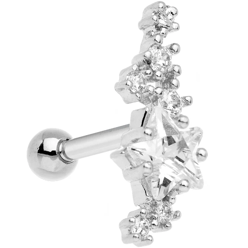 Women's Earrings – Elegant Designs for Every Personality--Clear CZ Gem Shooting Star Cartilage Tragus Earring