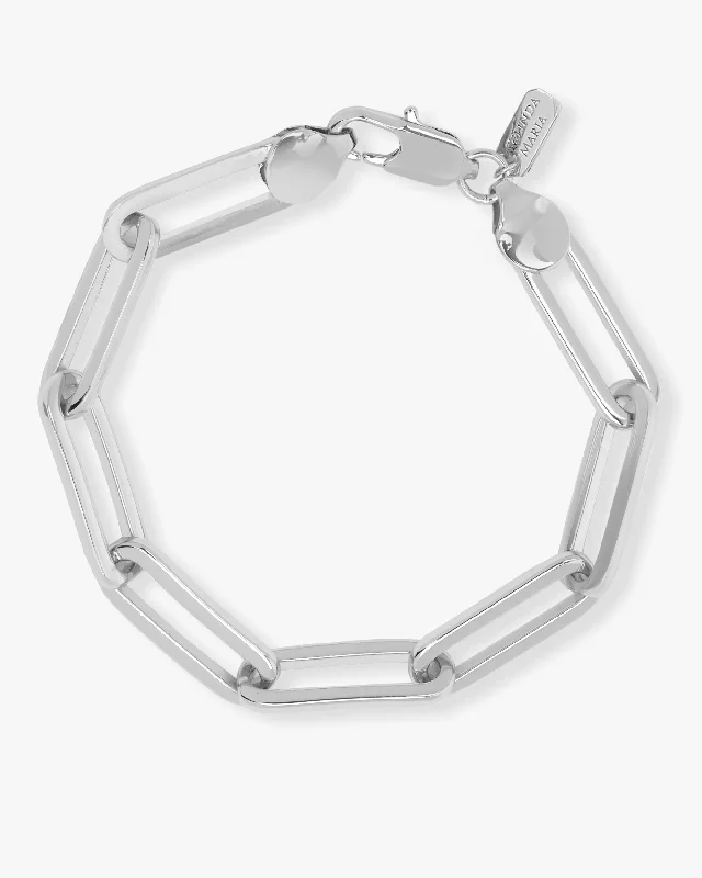 Bold Cuff Bangles for Women-Carrie Chain Link Bracelet - Silver