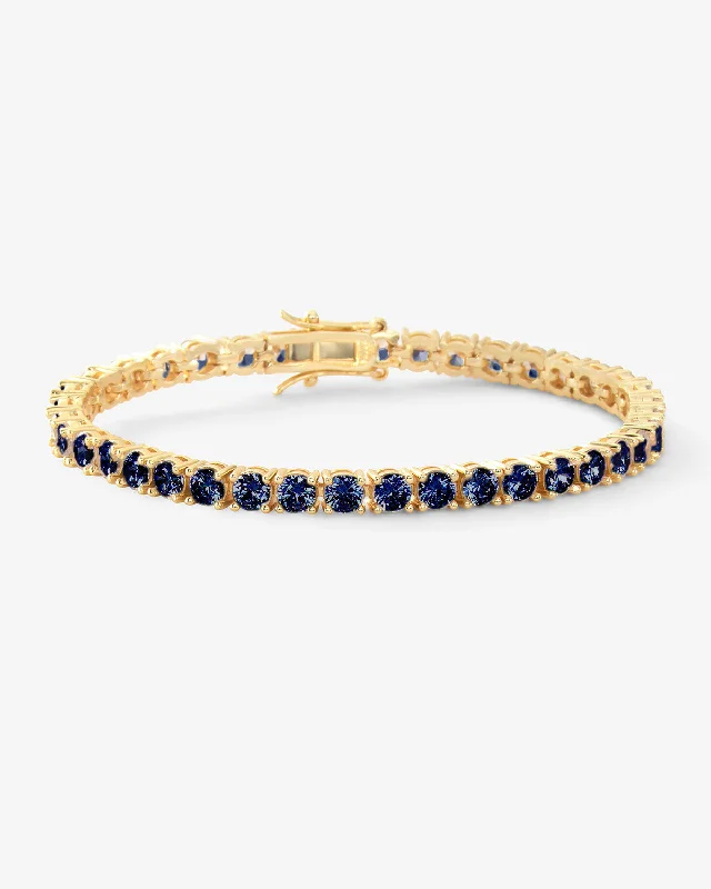 Silver Bangles with Gemstone Detailing for Women-Grand Heiress Tennis Bracelet - Gold|Blue Sapphire Diamondettes Silver Bangles with Gemstone Detailing for Women-Grand Heiress Tennis Bracelet - Gold|Blue Sapphire Diamondettes