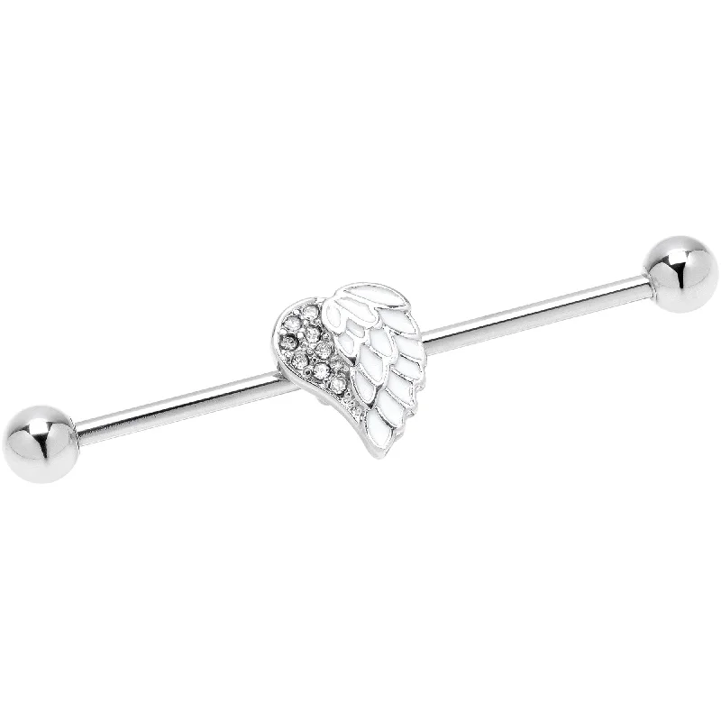 Women's Earrings – Elegant Designs for Every Personality--14 Gauge White Heavenly Heart Angel Wings Industrial Barbell 38mm Women's Earrings – Elegant Designs for Every Personality--14 Gauge White Heavenly Heart Angel Wings Industrial Barbell 38mm